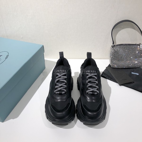 PRADA Mid top Athletic Shoes Men's Black