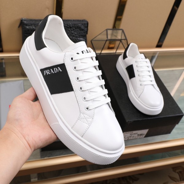 PRADA Low top Skateboard Shoes Men's Black White