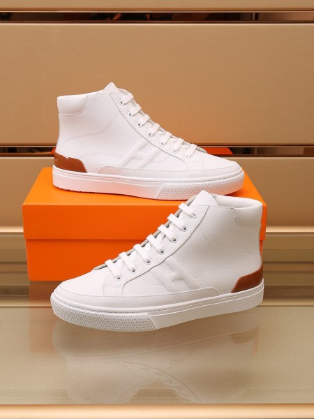 HERMES District High Top Skateboard Shoes Men's White