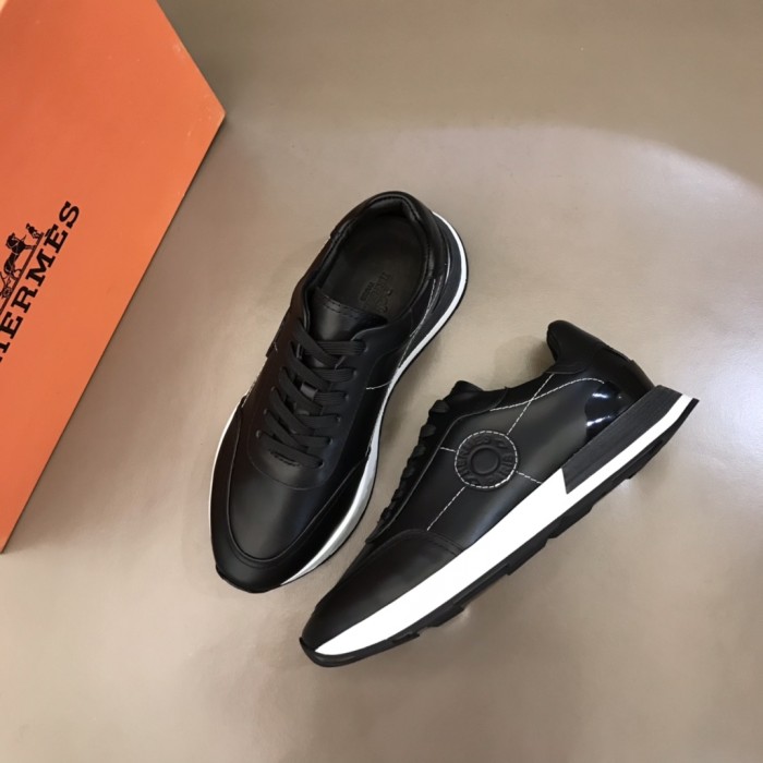 HERMES Drive Low Top Casual Shoes Men's Black