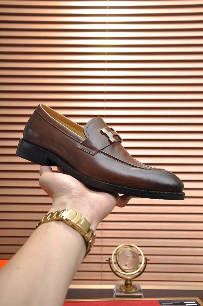 HERMES Paris Loafers Men's Brown