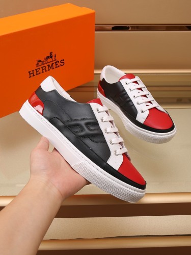 HERMES Deep Low Top Stylish Skateboarding Shoes Men's Black Red