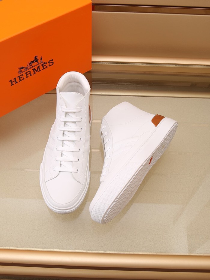 HERMES District High Top Skateboard Shoes Men's White