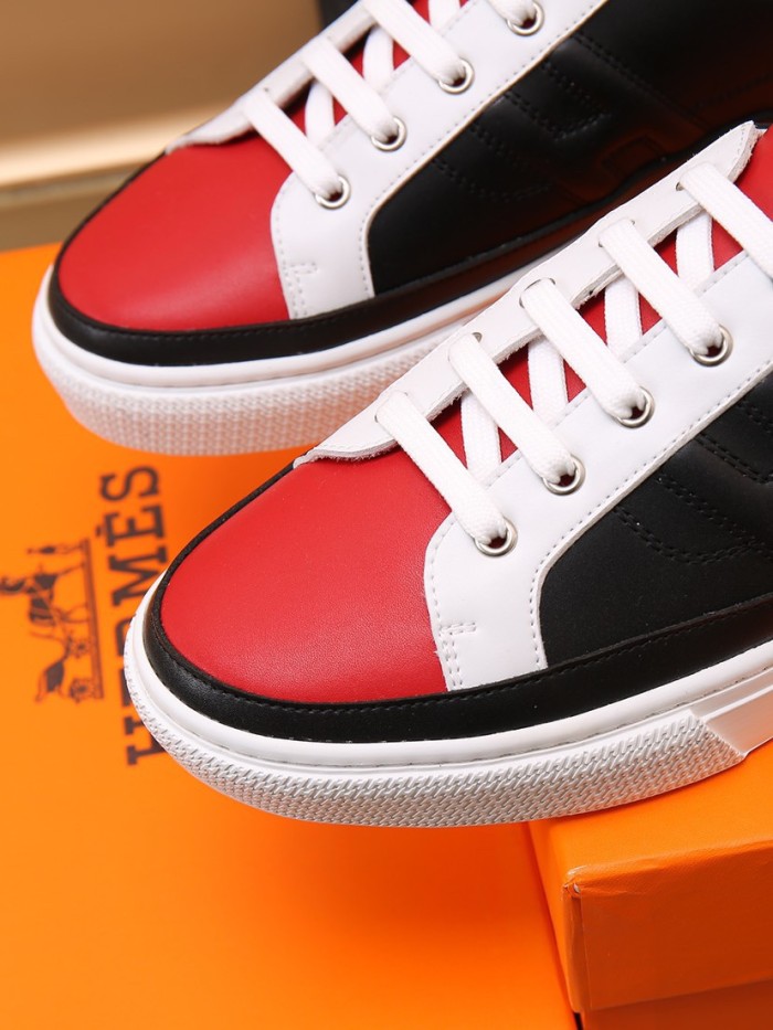 HERMES Deep Low Top Stylish Skateboarding Shoes Men's Black Red