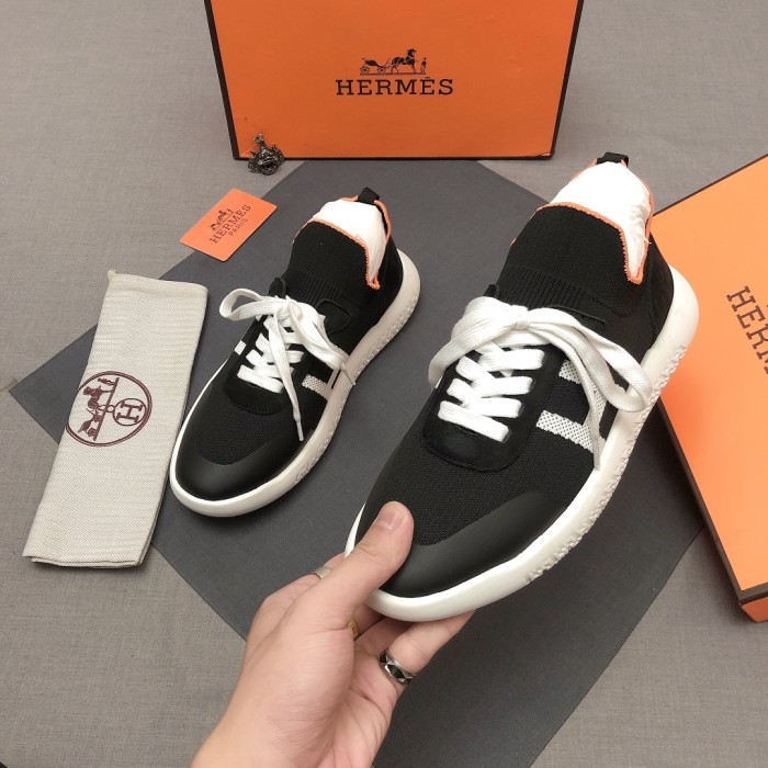 HERMES Crew Low top Casual Shoes Men's Black