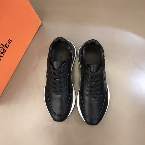 HERMES Drive Low Top Casual Shoes Men's Black