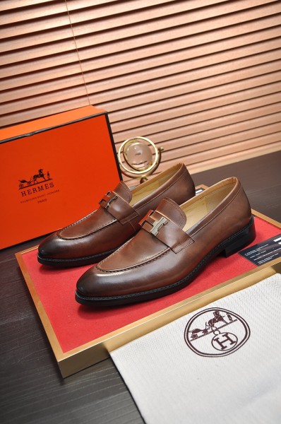 HERMES Paris Loafers Men's Brown