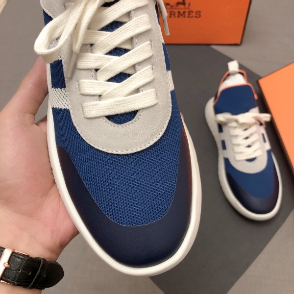 HERMES Crew Low top Casual Shoes Men's Blue White Black