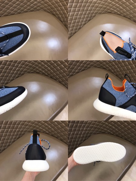 HERMES Duel Low Top Casual Shoes Men's Marine Blue