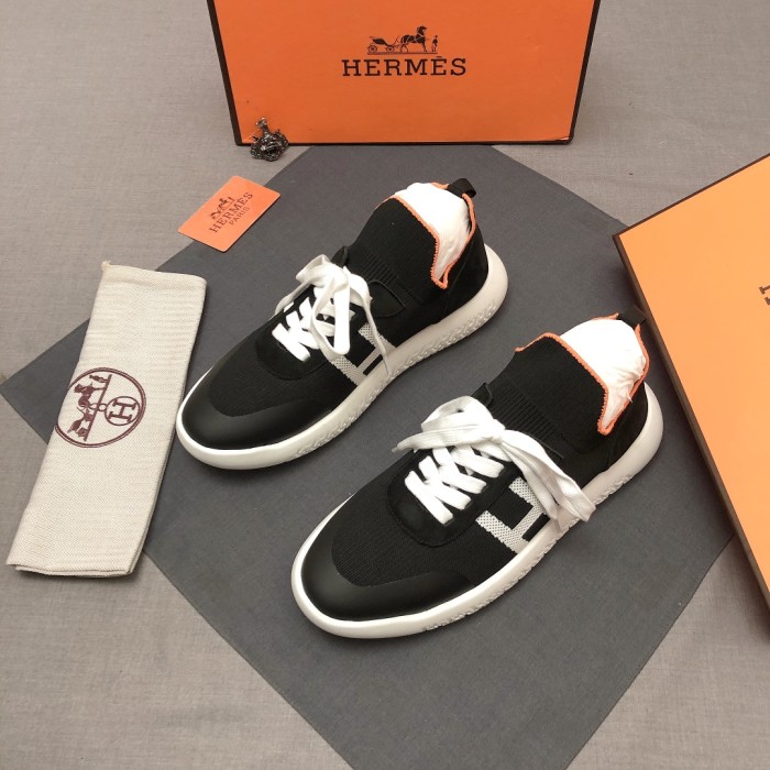 HERMES Crew Low top Casual Shoes Men's Black