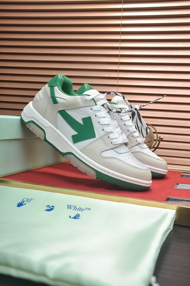 OFF-WHITE Out Of Office  OOO  Low Tops White Green 2021