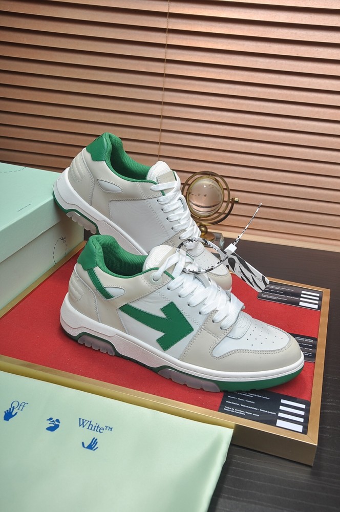 OFF-WHITE Out Of Office  OOO  Low Tops White Green 2021