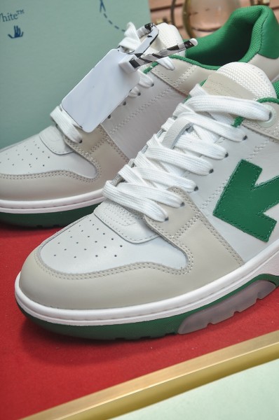 OFF-WHITE Out Of Office  OOO  Low Tops White Green 2021