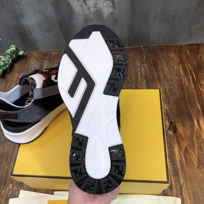 FENDI Anti-Slip And Wear-Resistant Lightweight Low-Top Casual Shoes Men's Black