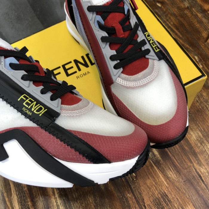 FENDI Flow Casual Shoes Men Low-Top Gray/Red