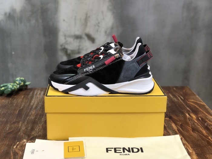 FENDI Anti-Slip And Wear-Resistant Lightweight Low-Top Casual Shoes Men's Black