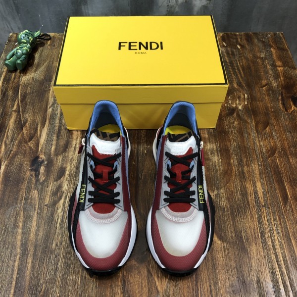 FENDI Flow Casual Shoes Men Low-Top Gray/Red