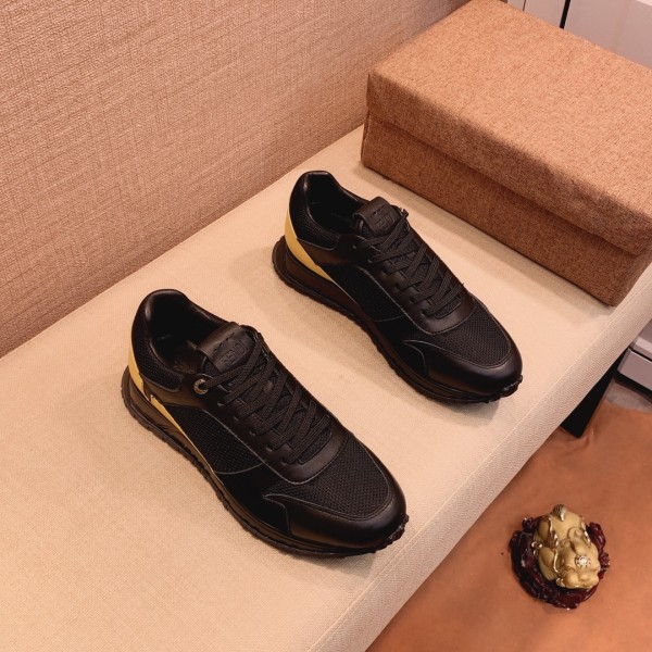 FENDI Leather Low top Casual Shoes Men's Black Yellow