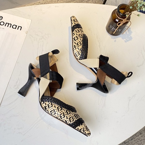 FENDI Colibri High Heels Women's Beige Black