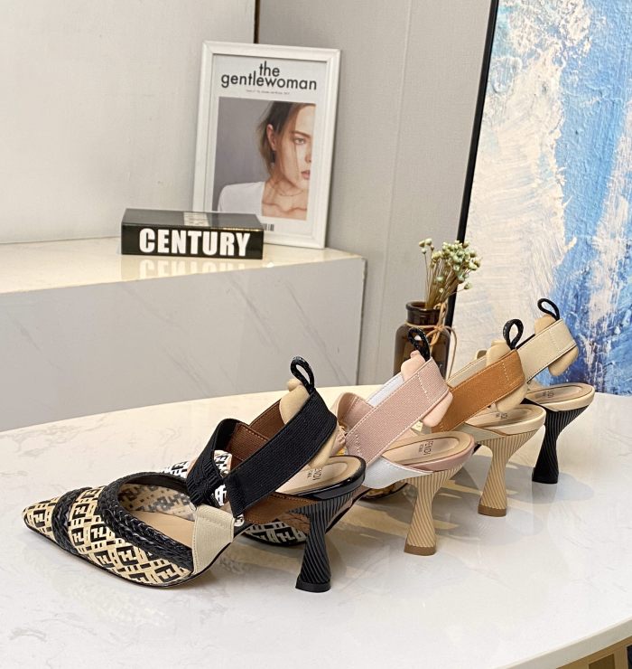 FENDI Colibri High Heels Women's Beige Black