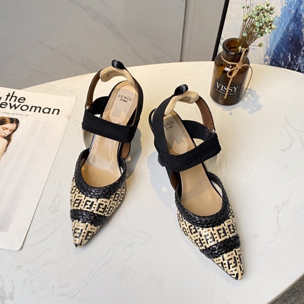 FENDI Colibri High Heels Women's Beige Black