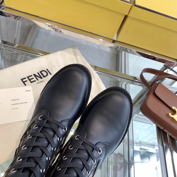FENDI Women's FF Rockoko Biker Boot 'Black Tabacco'