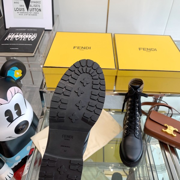 FENDI Women's FF Rockoko Biker Boot 'Black Tabacco'