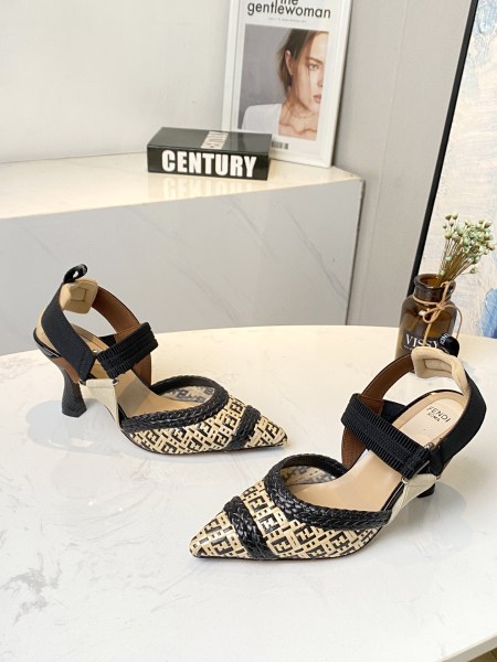 FENDI Colibri High Heels Women's Beige Black