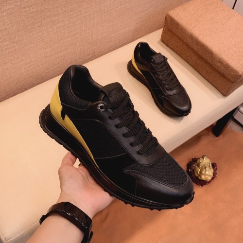 FENDI Leather Low top Casual Shoes Men's Black Yellow