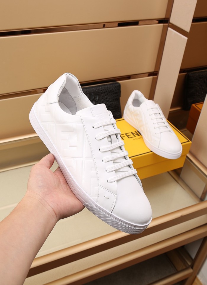 FENDI Leather Low Top Triple White