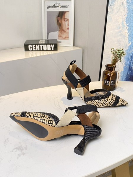 FENDI Colibri High Heels Women's Beige Black