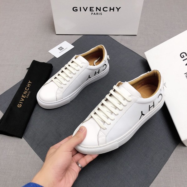 GIVENCHY Rubber Sole Logo Low Top Cow Leather Stylish Skateboarding Shoes White Black