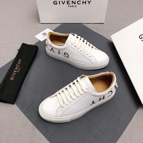 GIVENCHY Rubber Sole Logo Low Top Cow Leather Stylish Skateboarding Shoes White Black