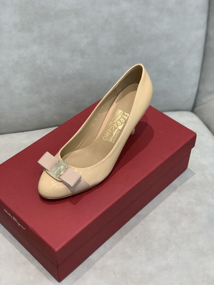 FERRAGAMO Vara High Heels Women's Light Pink Red