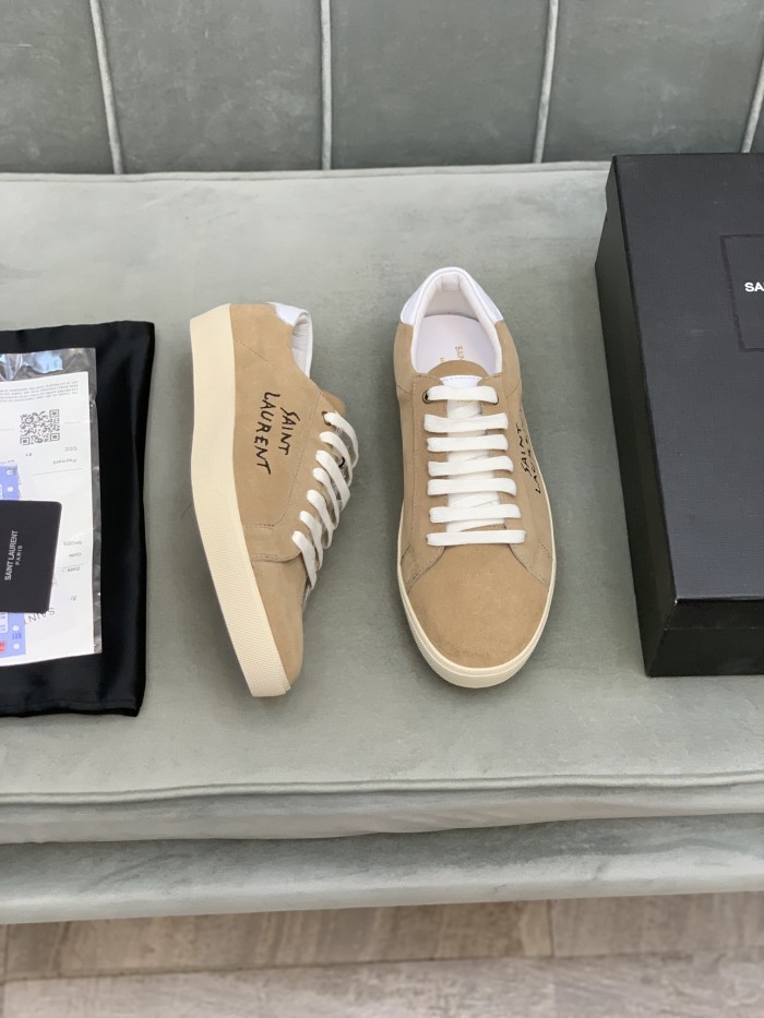 SAINT LAURENT Court Classic Low Top Skateboard Shoes Women's Brown