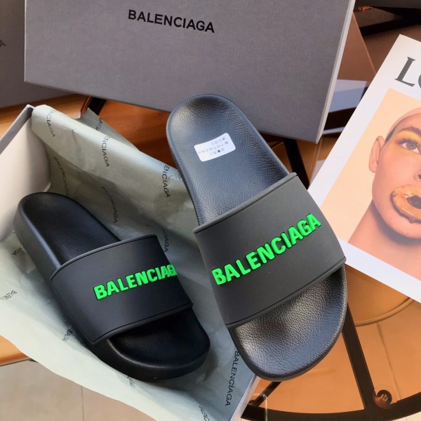 Balenciaga Pool Slide Black Fluo Green