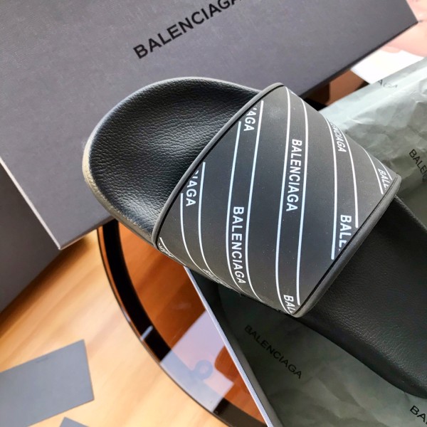 Balenciaga Rubber Slides 'Stripe Logo Piscine - Black'