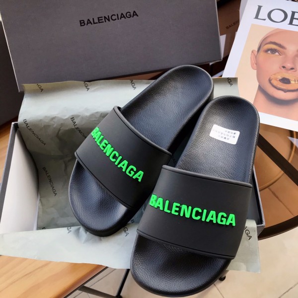 Balenciaga Pool Slide Black Fluo Green