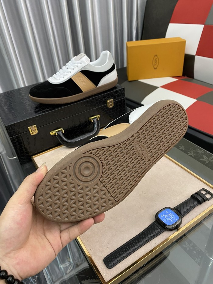 TOD'S Low Top Stylish Skateboarding Shoes Men's Black Brown Gray