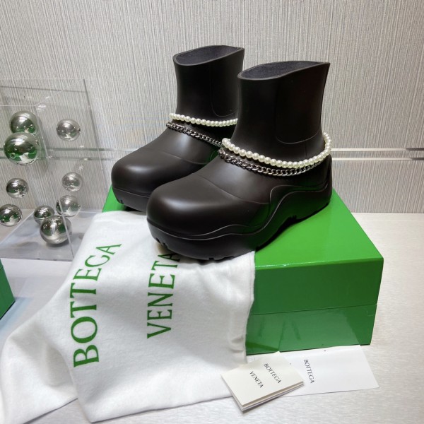 Bottega Veneta Puddle Rain Boots Ankle Boots Coffee
