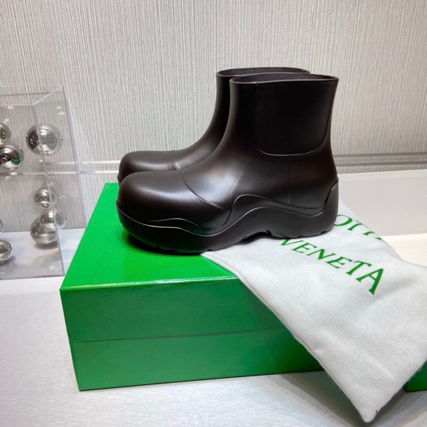 Bottega Veneta Puddle Rain Boots Ankle Boots Coffee