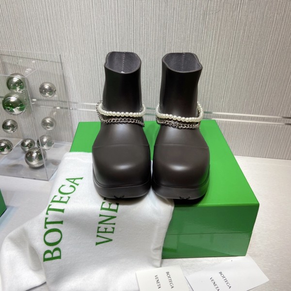 Bottega Veneta Puddle Rain Boots Ankle Boots Coffee