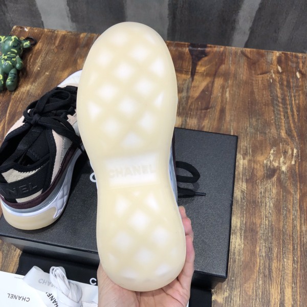 CHANEL suede effect calfskin running shoes low-top lifestyle shoes for women purple beige