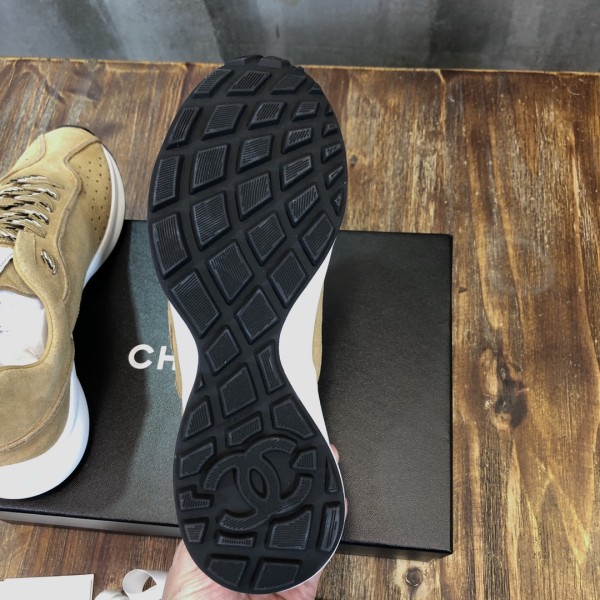 CHANEL leather suede sheepskin lace-up flat bottom shock absorption non-slip wear-resistant breathable low-top life casual shoes women's deep