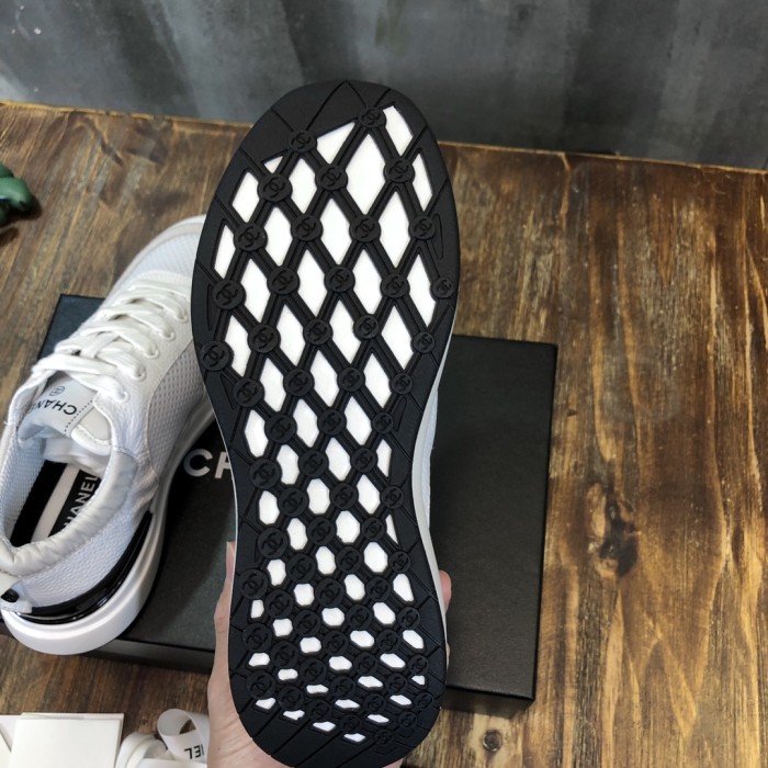 CHANEL Leather Logo Low Top Lifestyle Shoes Womens White