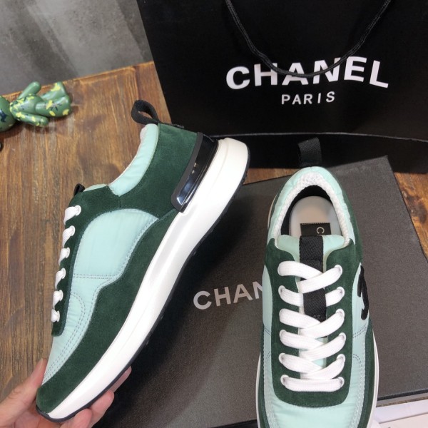 CHANEL Calfskin Anti-slip Wear-resistant Wrapping Low-top Lifestyle Casual Shoes Women's Green