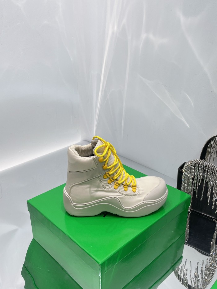 Bottega Veneta Puddle Bomber Ankle Boot White