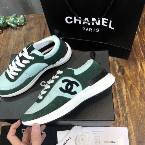 CHANEL Calfskin Anti-slip Wear-resistant Wrapping Low-top Lifestyle Casual Shoes Women's Green