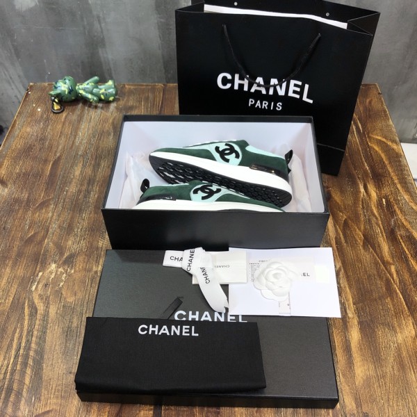 CHANEL Calfskin Anti-slip Wear-resistant Wrapping Low-top Lifestyle Casual Shoes Women's Green