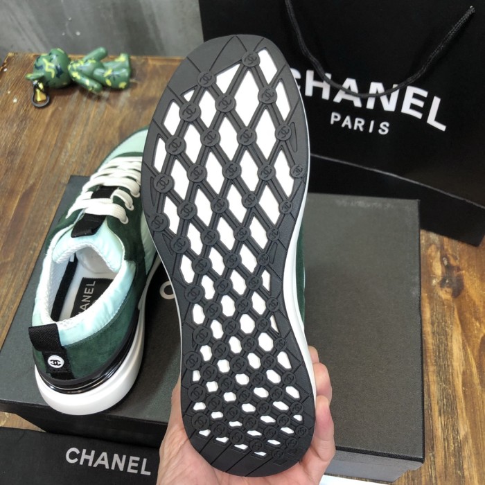 CHANEL Calfskin Anti-slip Wear-resistant Wrapping Low-top Lifestyle Casual Shoes Women's Green